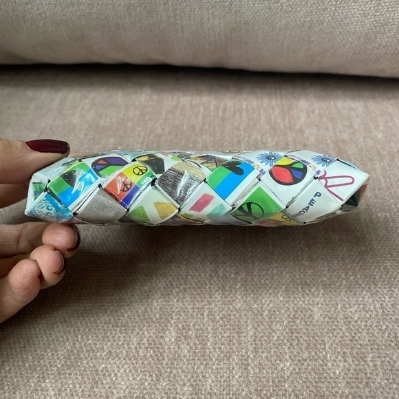 Nahui Ollin Peace Candy Wrapper Bag Change Purse - Picture 4 of 6